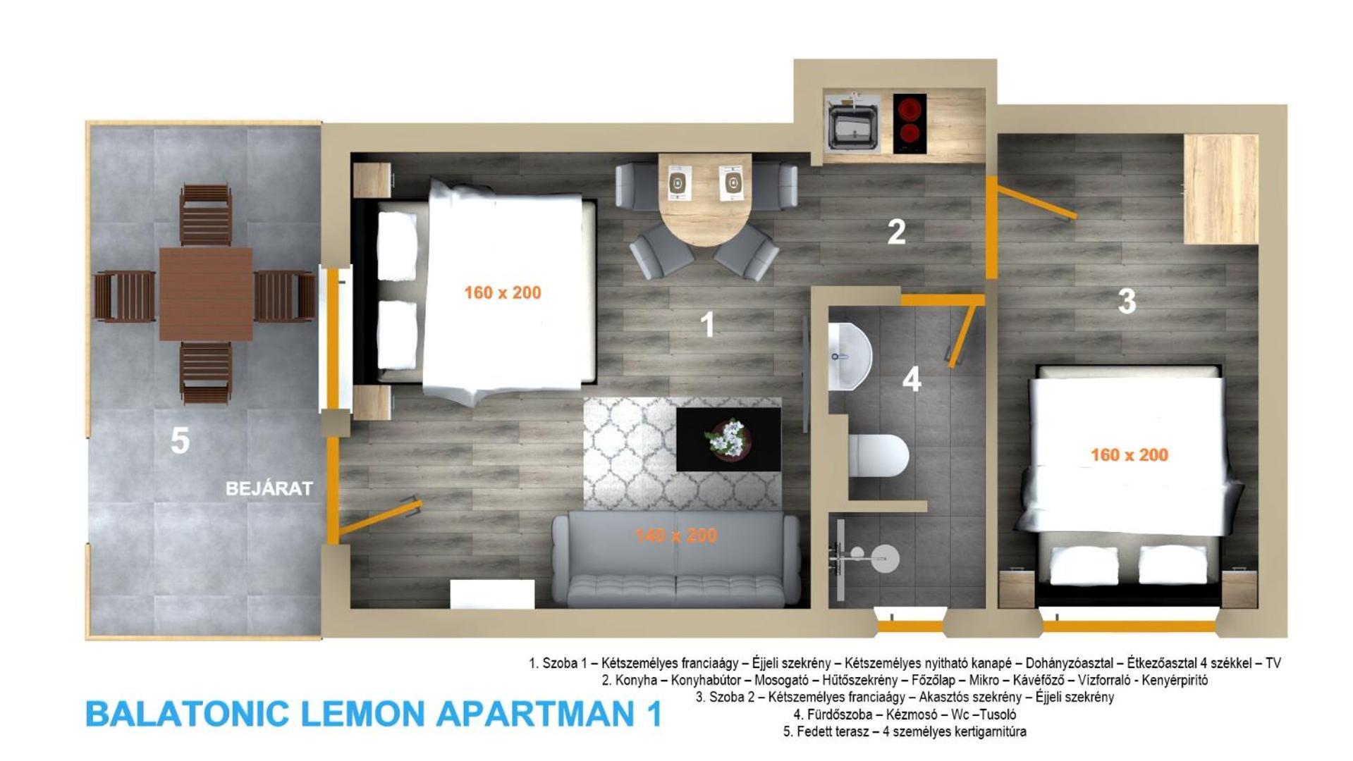 Balatonic Lemon Apartmanhaz Siófok Rom bilde